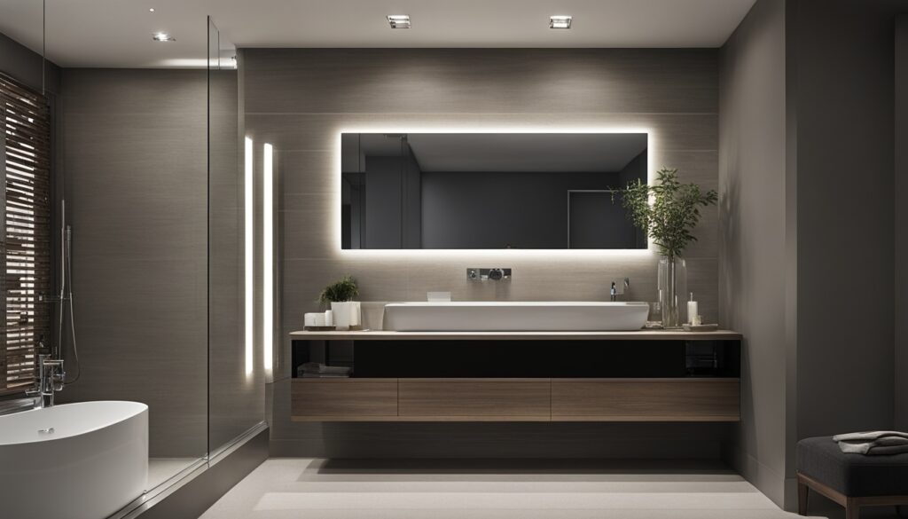 LED-backlit bathroom mirror