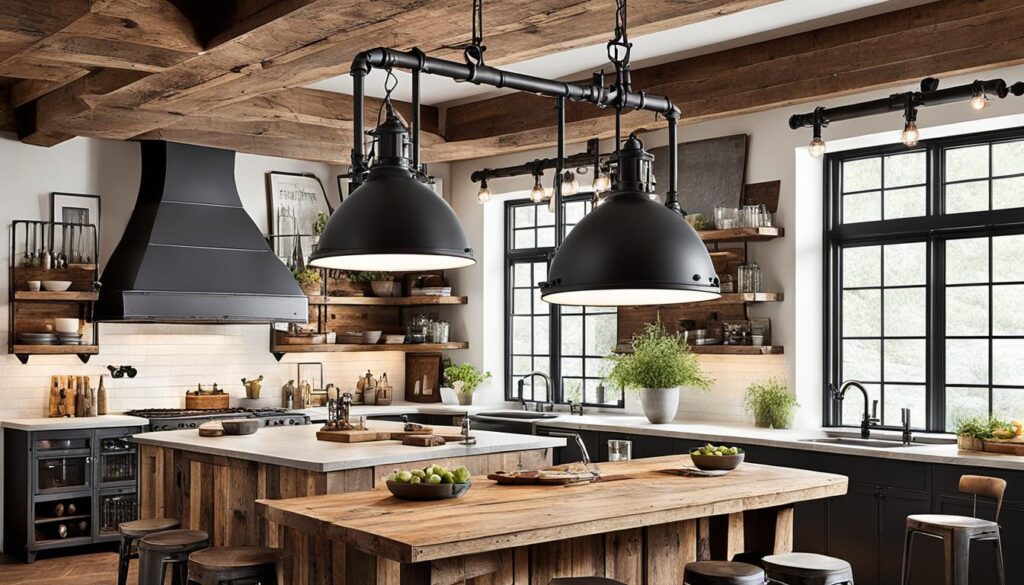 industrial and rustic kitchen island lighting