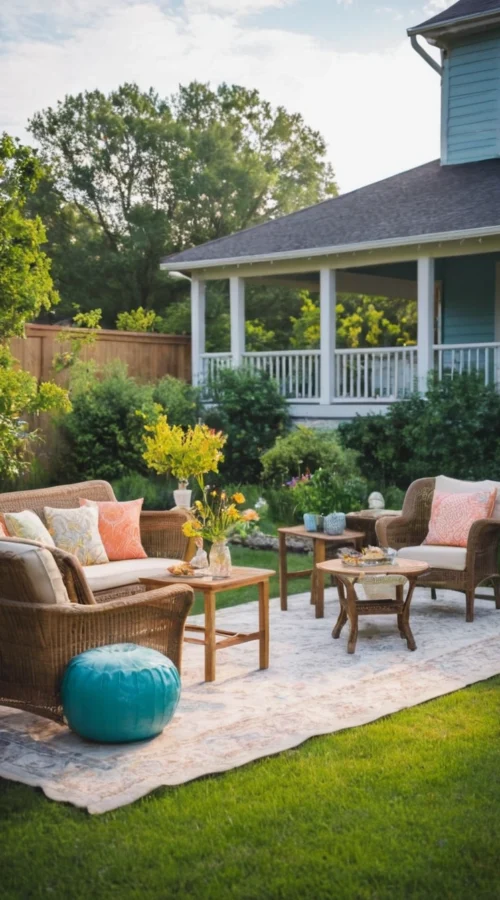 23 Vibrant Summer Front Porch Decor Ideas to Welcome the Season - Create a Cozy Seating Area (1)