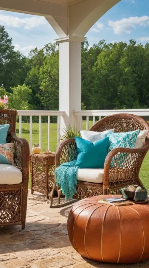 23 Vibrant Summer Front Porch Decor Ideas to Welcome the Season - Create a Cozy Seating Area (1)