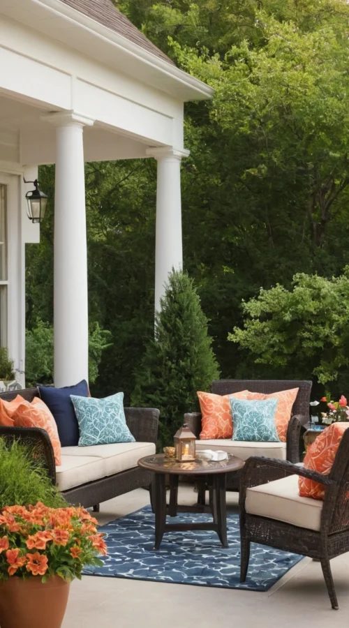 23 Vibrant Summer Front Porch Decor Ideas to Welcome the Season - Create a Cozy Seating Area (1)