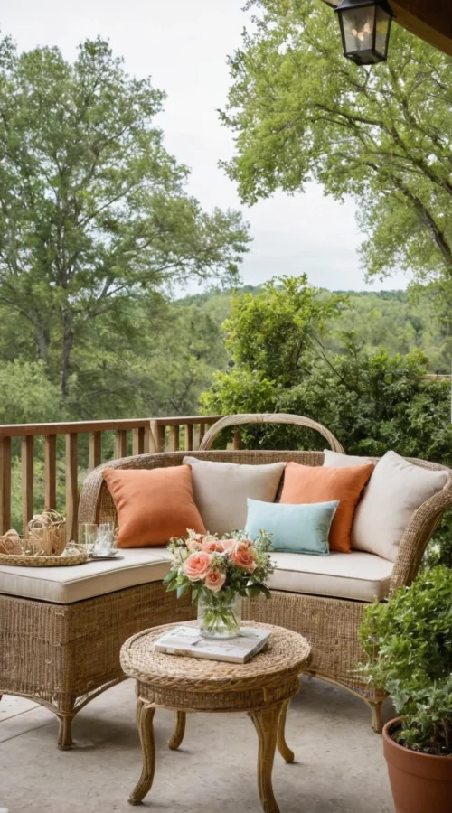 23 Vibrant Summer Front Porch Decor Ideas to Welcome the Season - Create a Cozy Seating Area (1)