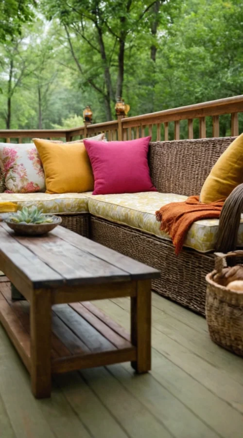 23 Vibrant Summer Front Porch Decor Ideas to Welcome the Season - Create a Cozy Seating Area (1)