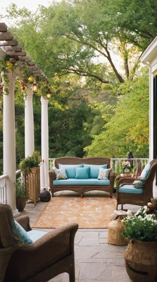 23 Vibrant Summer Front Porch Decor Ideas to Welcome the Season - Create a Cozy Seating Area (1)