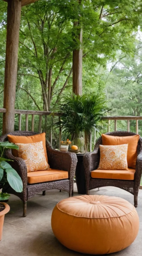 23 Vibrant Summer Front Porch Decor Ideas to Welcome the Season - Create a Cozy Seating Area (1)