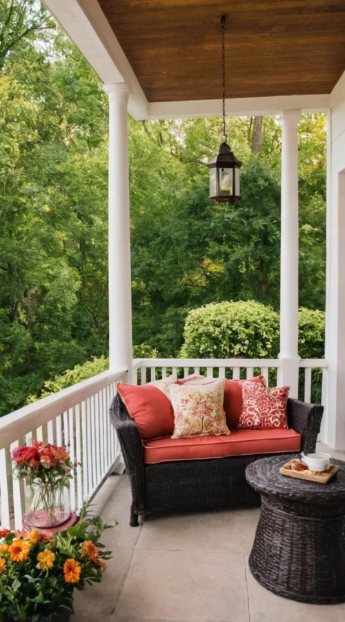 23 Vibrant Summer Front Porch Decor Ideas to Welcome the Season - Create a Cozy Seating Area (1)