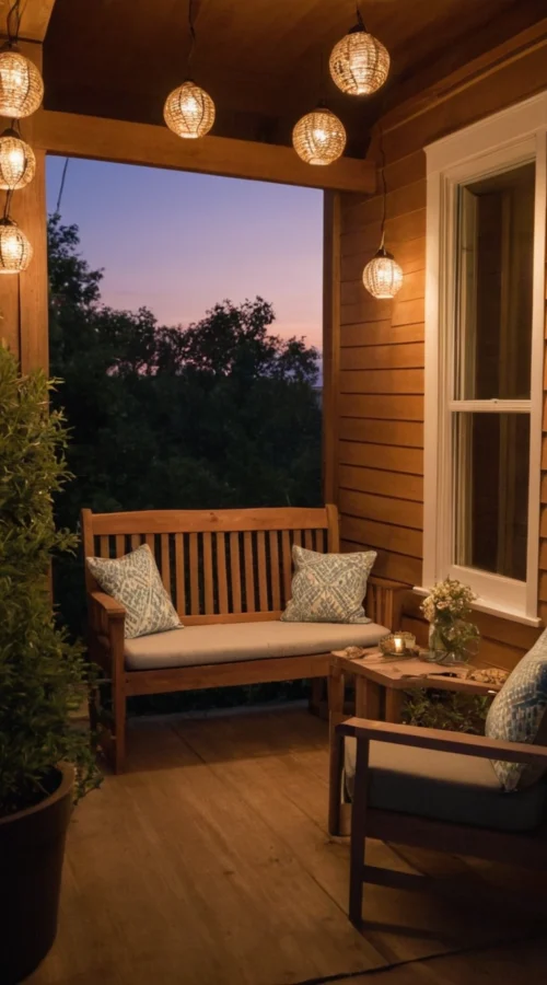 23 Vibrant Summer Front Porch Decor Ideas to Welcome the Season - Incorporate Lighting for Ambiance