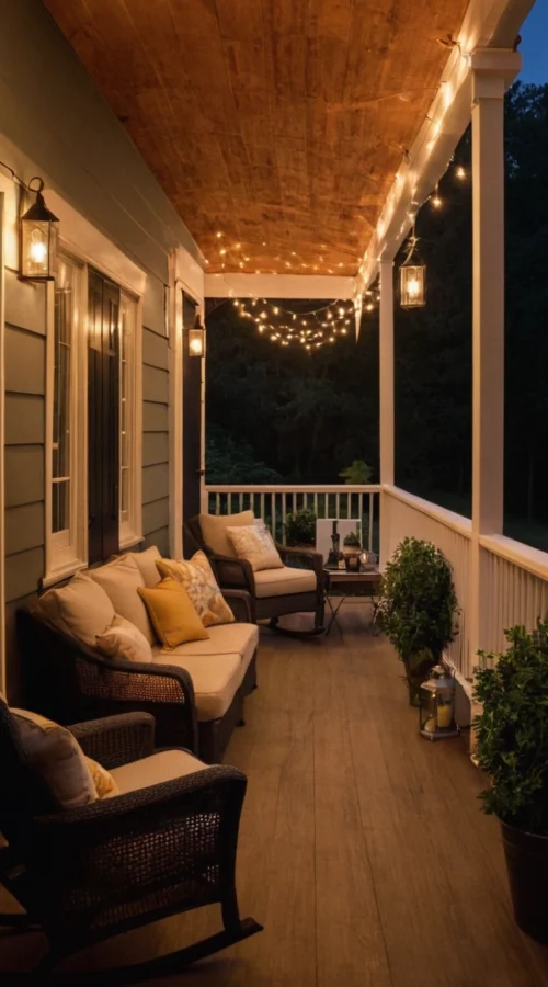 23 Vibrant Summer Front Porch Decor Ideas to Welcome the Season - Incorporate Lighting for Ambiance