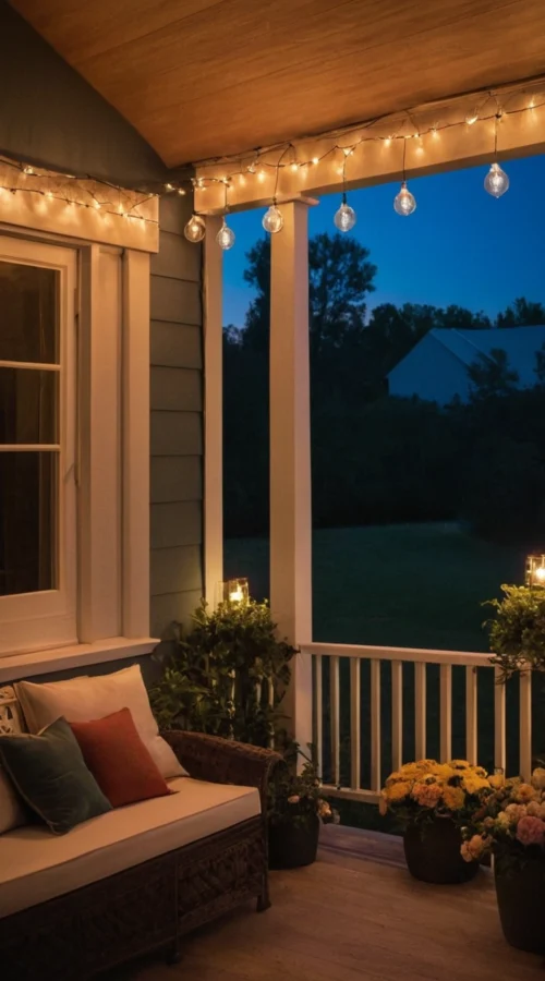 23 Vibrant Summer Front Porch Decor Ideas to Welcome the Season - Incorporate Lighting for Ambiance