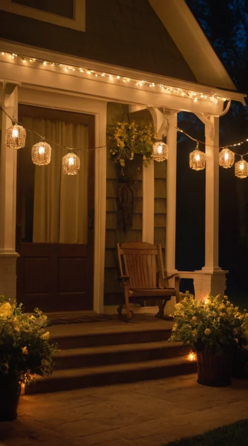 23 Vibrant Summer Front Porch Decor Ideas to Welcome the Season - Incorporate Lighting for Ambiance