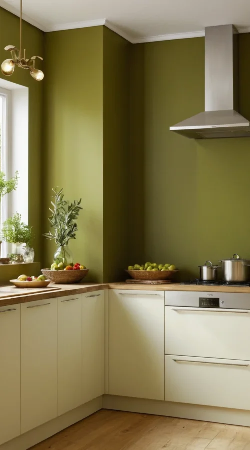 olive green kitchen ideas - Olive Green Walls A Calming Backdrop