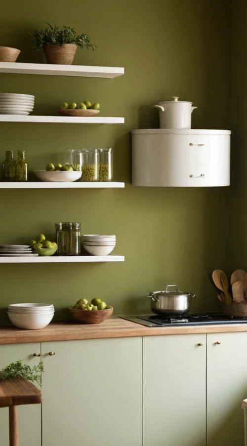 olive green kitchen ideas - Olive Green Walls A Calming Backdrop