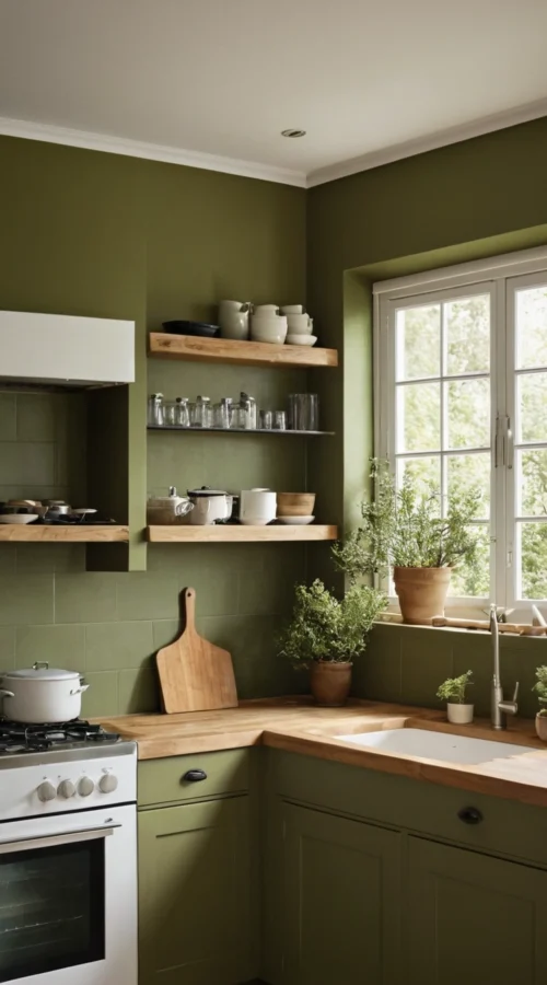 olive green kitchen ideas - Olive Green Walls A Calming Backdrop