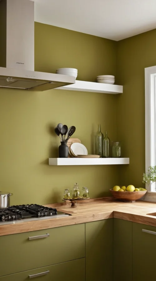 olive green kitchen ideas - Olive Green Walls A Calming Backdrop