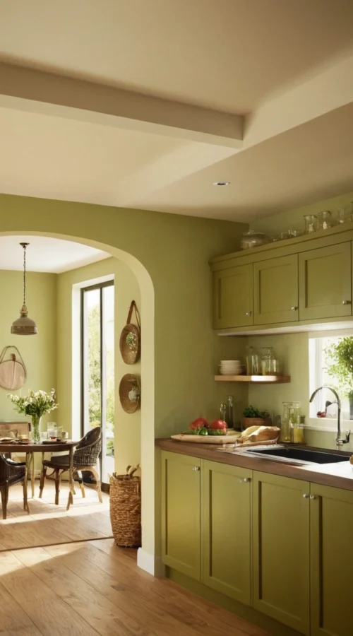 olive green kitchen ideas - Olive Green Walls A Calming Backdrop